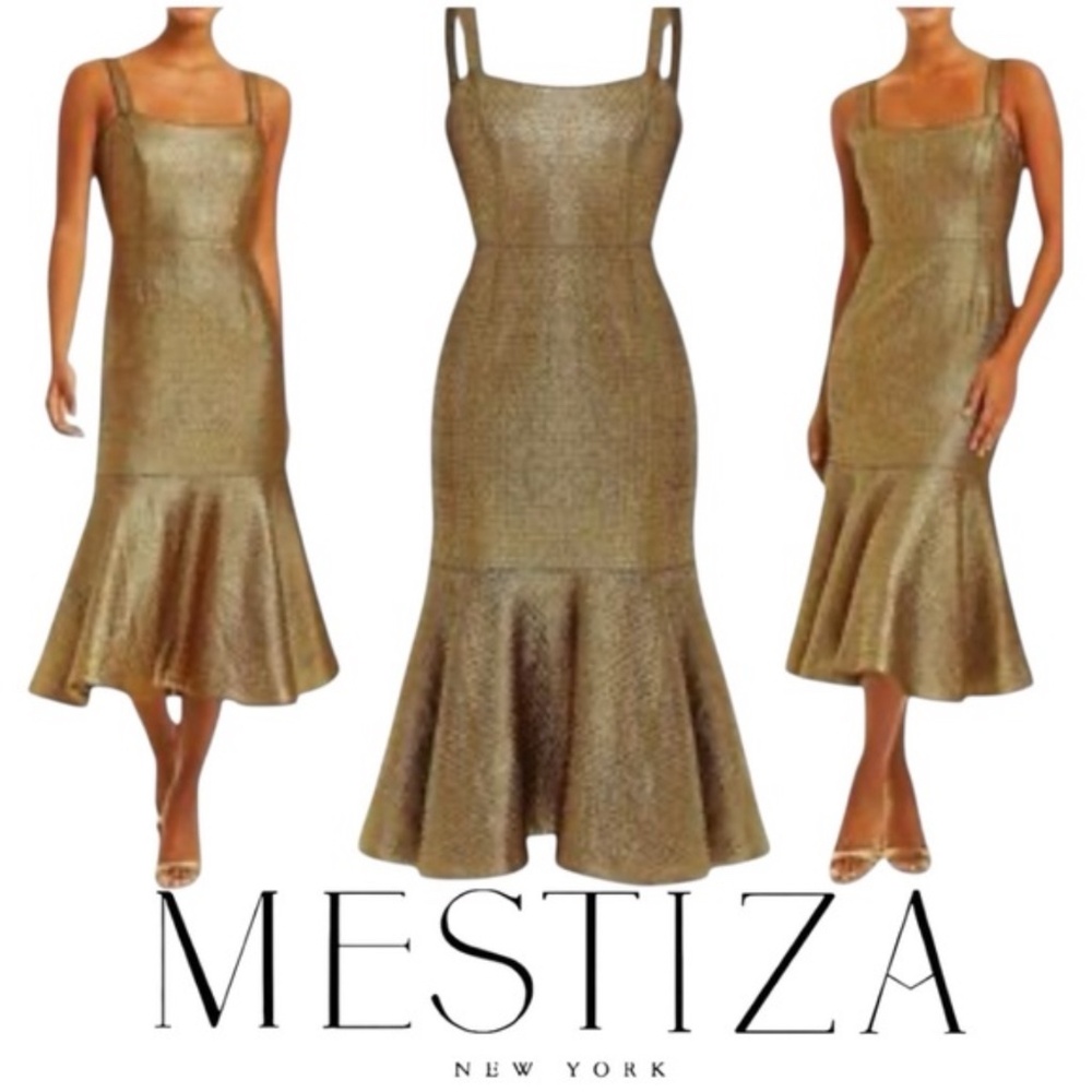 Mestiza Gold Square-Neck Mermaid Dress